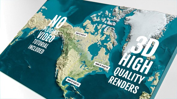 Videohive 3D Physical Map - North America Elements template preview