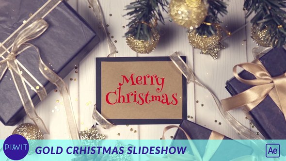 Videohive Gold Christmas Slideshow Video Displays template preview