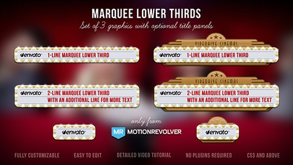 Marquee Lights Lower Thirds Video Displays template preview