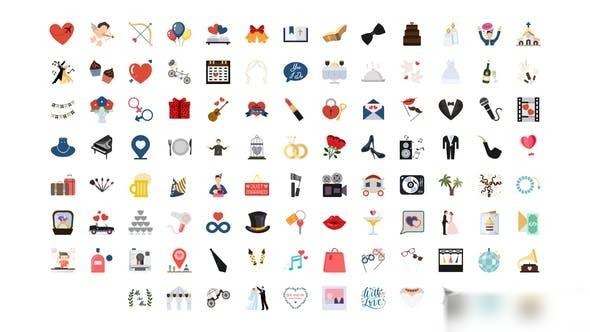 Videohive 100 Wedding Icons