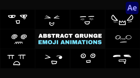 Videohive Abstract Grunge Scribble Emoji Animations | After Effects Elements template preview