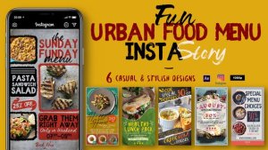 Videohive Fun Urban Food Menu Instagram Stories Product Promo template preview