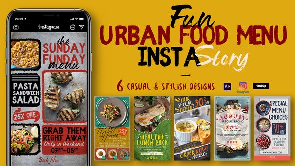 Videohive Fun Urban Food Menu Instagram Stories Product Promo template preview