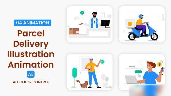 Videohive Parcel Delivery Illustrations Scene