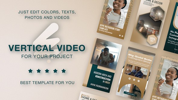 Videohive Golden Education Reels - Emerald Luxury Vertical Promo Video Displays template preview