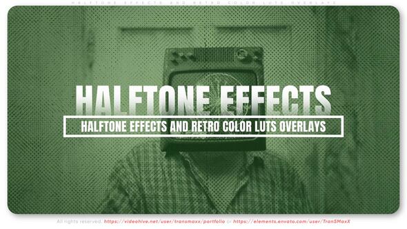 Videohive Halftone Effects and Retro Color LUTs Overlays Elements template preview