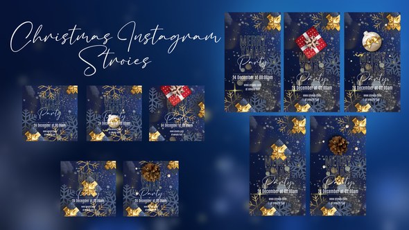 Christmas instagram stories and post Premiere Pro template preview