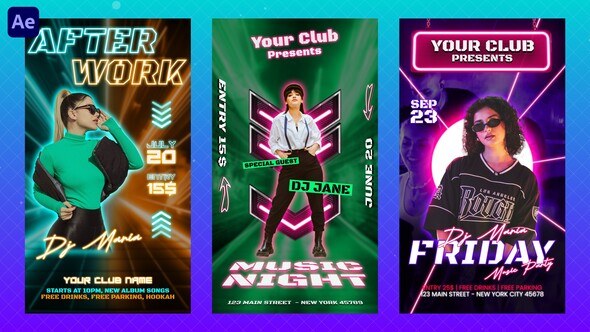 Videohive Night Club Instagram Reels Openers template preview