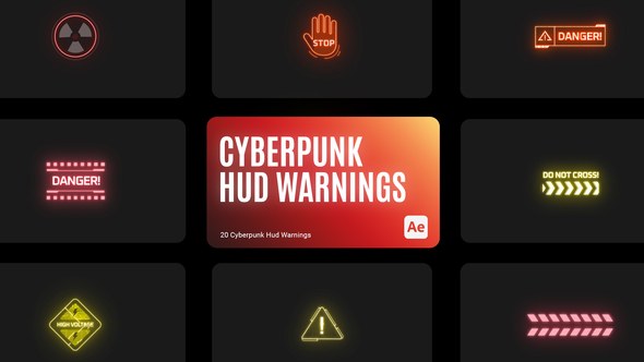 Videohive Cyberpunk HUD Warning for After Effects Elements template preview