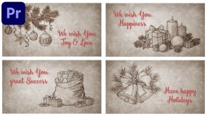 Christmas Retro Greeting Cards Premiere Pro template preview