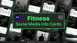 Videohive Fitness Social Media Info Cards For After Effects Openers template preview