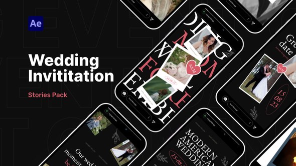 Videohive Wedding Invitation Stories Pack Video Display After Effect Template Product Promo template preview