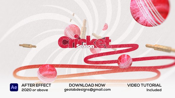Videohive Red Ball Cricket Titles Openers template preview
