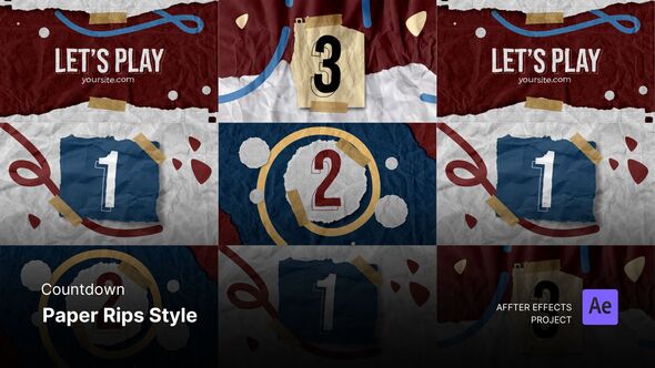 Videohive Countdown - Paper Rips Style After Effects Project Template Elements template preview