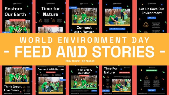 Videohive World Environment Day Feed and Stories Instagram Openers template preview