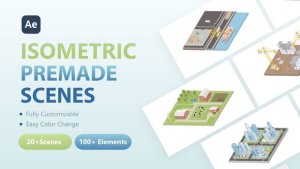Videohive 3D Isometric Scenes Video Displays template preview