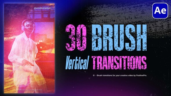 Videohive Vertical Brush Transitions 56795047 Elements template preview