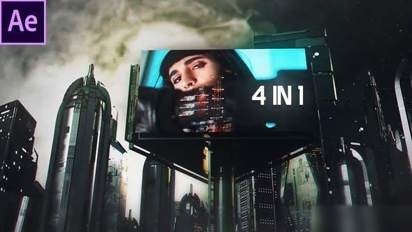 Videohive Cyberpunk City 4 in 1 Openers template preview