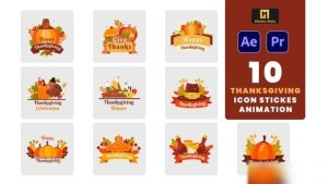 Videohive Thanksgiving stickers Element Pack Elements template preview