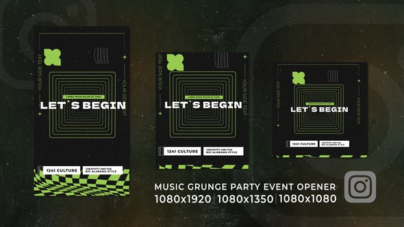 Videohive Vertical Music Grunge Party | Urban Event Club Instagram Opener Openers template preview