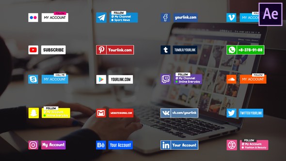 Social Media Collection | After Effects Video Displays template preview