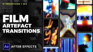 Videohive Vertical Film Artefact Transitions Elements template preview