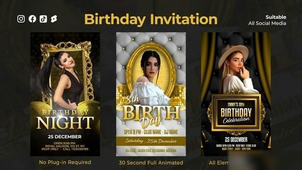 Videohive Luxury Birthday Instagram Reels Openers template preview