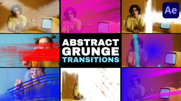 Videohive Abstract Grunge Glitch Seamless Transitions | After Effects Elements template preview