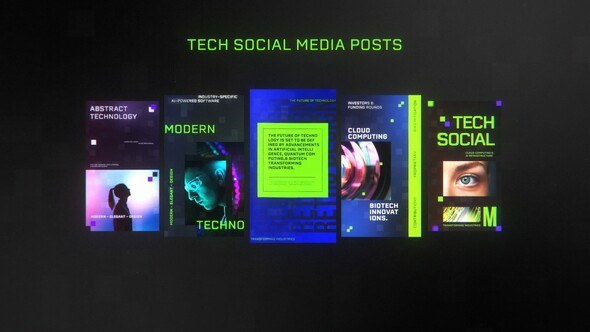 Videohive Tech Social Media Posts Video Displays template preview