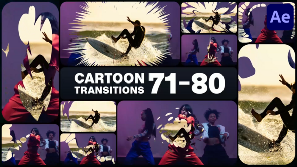 Videohive Cartoon Transitions for After Effects 51965710 Elements template preview