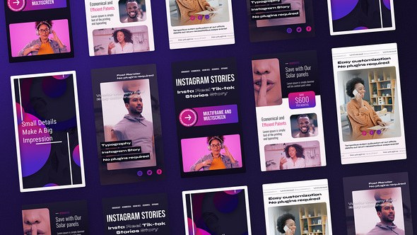 Videohive Instagram Stories Vertical Magenta Violet Product Promo template preview