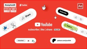 Videohive YouTube Subscribe Like Share Buttons Elements template preview