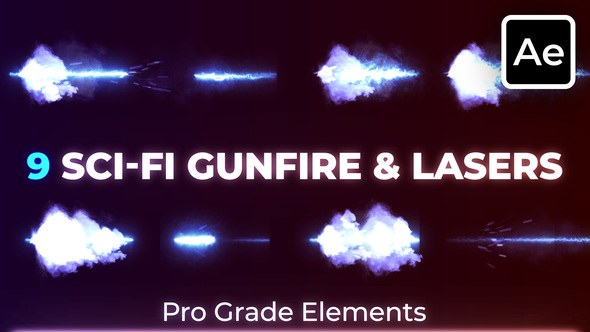 Videohive Sci-fi Gunfire & Laser Muzzle Flashes Elements template preview