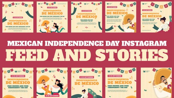 Videohive Mexican Independence Day Feed and Stories Instagram Openers template preview