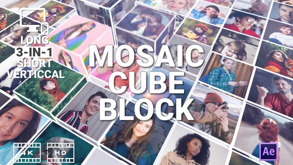 Videohive Mosaic Cube Block Video Displays template preview