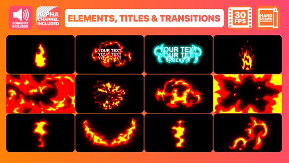 Fire Elements Titles And Transitions | After Effects Video Displays template preview