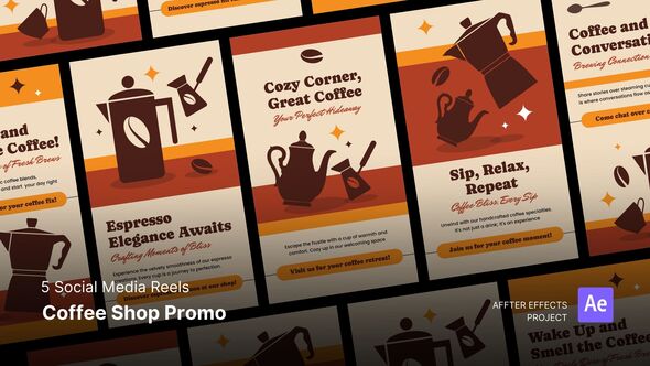Videohive Social Media Reels - Coffee Shop Promo After Effects Template Elements template preview