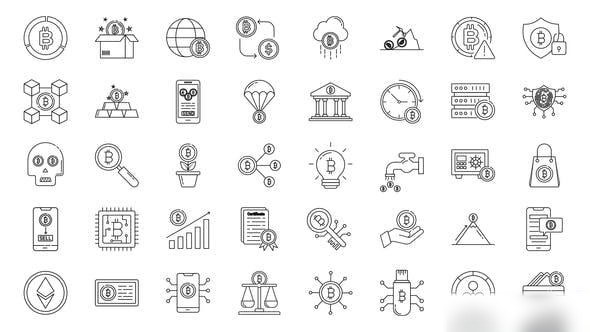 Videohive Crypto Currency Line Icons Elements template preview