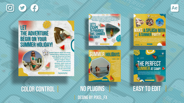 Videohive Summer Holiday Instagram Posts V2 Video Displays template preview