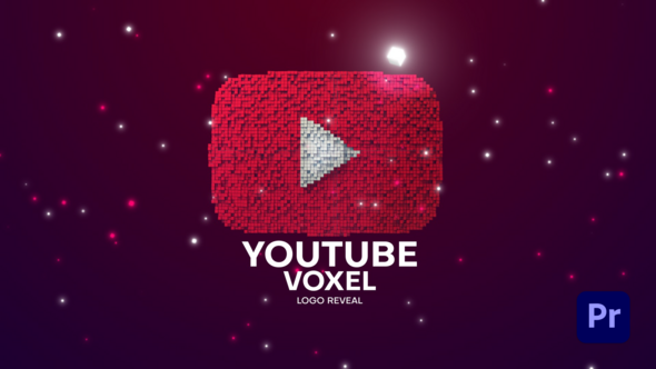 Youtube Voxel Pixel Logo Reveal Premiere Pro template preview