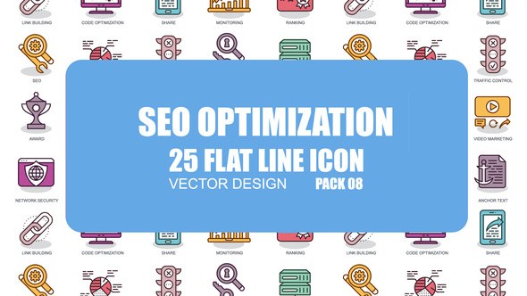 SEO Optimization - Flat Animation Icons Video Displays template preview