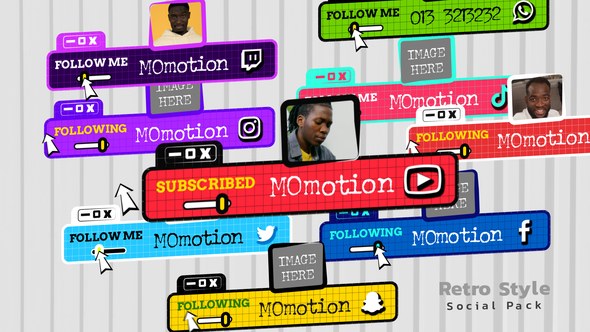 Videohive Retro Social - Subcribe Titles template preview