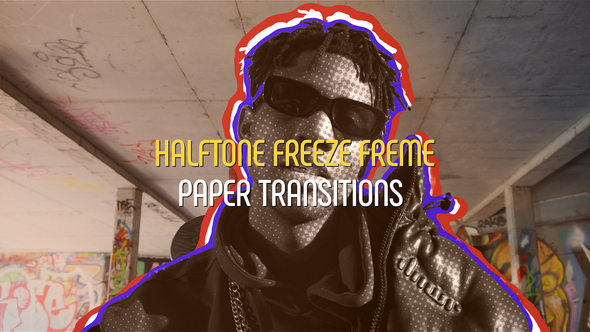 Videohive Halftone Freeze Frame Paper Transitions Elements template preview