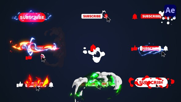 Videohive 2D Cartoon Youtube Subscribe Buttons [After Effects] Elements template preview