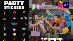 Videohive Animated Party Stickers | After Effects Elements template preview