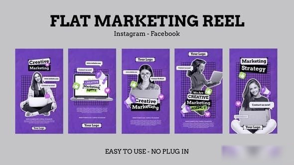 Videohive Flat Marketing Instagram Stories Openers template preview