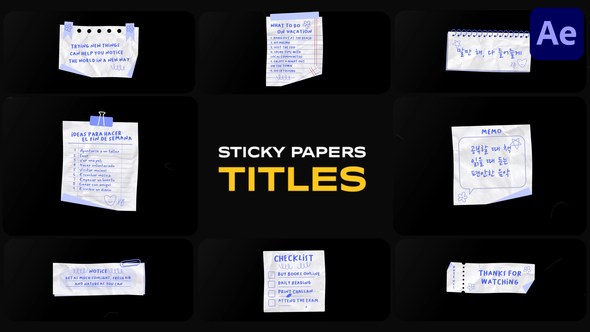 Videohive Sticky Papers Titles for After Effects Titles template preview