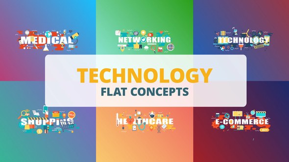 Technology - Typography Flat Concept Video Displays template preview