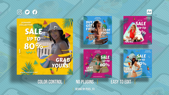 Videohive Summer Sale Instagram Posts Product Promo template preview