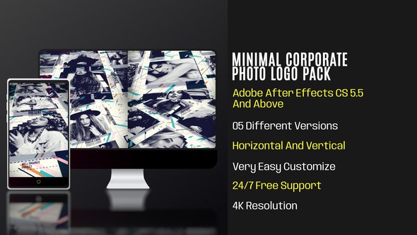 Videohive Minimal Corporate Photo Logo Pack Openers template preview